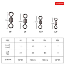 Load image into Gallery viewer, MEREDITH Fishing Swivels Ball Bearing Swivel 50PCS/Lot with Safety Snap Solid Rings Rolling Swivel for Carp Fishing Accessories