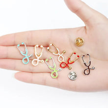 Load image into Gallery viewer, Doctors Nurses Mini Stethoscope Brooches Pins Jackets Coat Lapel Pin Bag Button Collar Badges Gifts Medical Jewelry