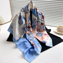 Load image into Gallery viewer, 90x90cm Square Silk-Feel Scarf – Luxury Women’s Shawl & Head Wrap
