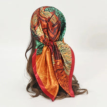 Load image into Gallery viewer, Satin Square Scarf β Elegant 2025 Print Hijab, Shawl & Hair Wrap