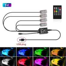 Load image into Gallery viewer, LED Car Interior Ambient Lights Kit - RGB Foot Strip Lighting with Remote & App Music Control