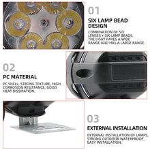 Load image into Gallery viewer, 2PCS 6 LED Motorcycle Headlight Waterproof Scooters Spotlight Car Auxiliary Lamp Fog Bulb Work Lights white Universal 12v