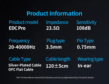 Load image into Gallery viewer, NEW KZ EDC PRO HIFI Best In-ear Wired Earphone Large Dynamic Drivers Monitor Headphone with Detachable Audio Cable