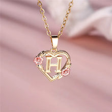Load image into Gallery viewer, Female A-Z Letter Flower Pendant Necklace Yellow Gold Color Wedding Jewelry Gift For Women