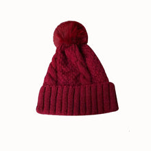 Load image into Gallery viewer, New Winter Twist Knitting Hat For Women Fur Pompom Thick Plush Cap Beanie Solid Color Ladies Warm Ski Snow Skullies Beanies