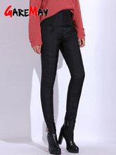 Load image into Gallery viewer, GareMay Winter Pants Women Duck Down Velvet High Waist Skinny Warm Formal Pants Warmed Women's Female Black Work Trousers Women