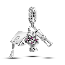 Load image into Gallery viewer, 925 Sterling Silver Pink Butterfly & Luminous Firefly Charm – Dangle Bead for Bracelet or Necklace | Elegant DIY Jewelry Gift for Women