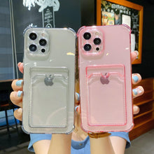 Load image into Gallery viewer, Phone Case For IPhone 12 13 14 Mini Case For iphone Cute Case Cover Soft Silicone Wallet Card Holder Clear Heavy Duty Protective Crystal Clear Back Cover with Shockproof Bumper Case