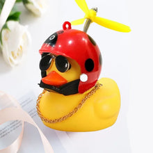 Load image into Gallery viewer, Car Duck With Helmet Broken Wind Pendant Small Yellow Duck Road Bike Motor Helmet Riding Cycling Accessories Without Lights