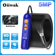 Load image into Gallery viewer, Oiiwak WiFi Endoscope Camera 5MP Auto Focus Wireless Borescope 1944P 14mm Pipe Sewer Plumbing Snake Camera Mini Camera