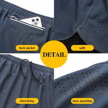 Load image into Gallery viewer, Men’s 2-in-1 Running Shorts – Quick-Dry Double Layer Gym Shorts for Training, Workout & Bodybuilding (Black)
