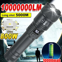 Load image into Gallery viewer, High Strong Power LED Flashlight Tactical Torch USB Rechargeable Zoom Emergency Lights For Outdoor Fishing Work Lighting Lamp