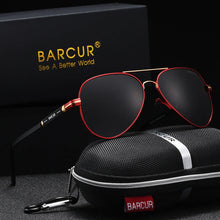 Load image into Gallery viewer, BARCUR Sunglasses Retro Chic Men Fashion Oversized Pilot Style Sunglasses with Mirrored TAC Lenses Durable Stainless Steel Frame for Hiking Outdoor Sports and Sun Protection for Summer
