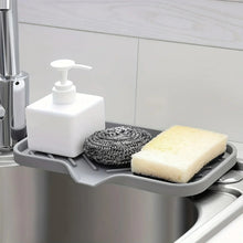 Load image into Gallery viewer, Multifunctional Silicone Sink Tray with Drain – Soap Dish, Sponge & Brush Organizer for Kitchen and Bathroom (Ventilated & Easy to Clean)
