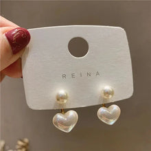 Load image into Gallery viewer, Love Heart Pearl Drop Earrings – Sweet Elegant Jewelry for Women