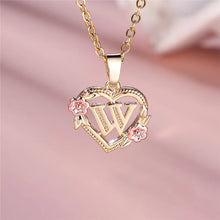 Load image into Gallery viewer, Female A-Z Letter Flower Pendant Necklace Yellow Gold Color Wedding Jewelry Gift For Women