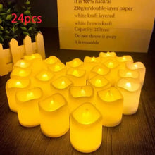 Load image into Gallery viewer, 24PCS LED Flameless Tea Light Candles – Red Shells, Battery-Operated, Romantic Décor for Weddings, Parties, and Valentine's Day