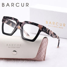 Load image into Gallery viewer, BARCUR Large Fashionable Frame Pink Reading Glasses for Women β Stylish Square Thick Frame Eyewear with Multi-Degree Options for Men & Women β Lightweight Blue Light Blocking Computer Glasses with White Gift Box for Home Office & Study