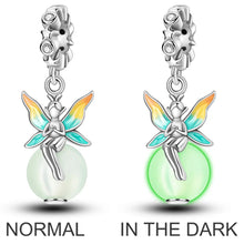 Load image into Gallery viewer, 925 Sterling Silver Pink Butterfly & Luminous Firefly Charm – Dangle Bead for Bracelet or Necklace | Elegant DIY Jewelry Gift for Women