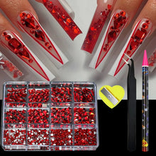 Load image into Gallery viewer, 12 Grid Diamond Jewelry Set for Nail Art - Luxe Rhinestone Decorations