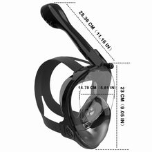 Load image into Gallery viewer, Full Face Snorkel Mask Diving Mask for Adults and Youths Anti-Leak Anti-Fog 180° Panoramic View with Camera Mount Safe Breathing