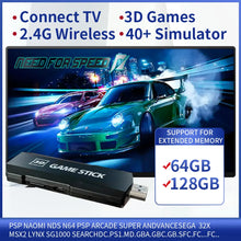 Load image into Gallery viewer, New GD10 Game Stick 128g 4k HD Video Game Console Dual Wireless 2.4g Controller Retro Console 10000+ Game for PSP