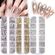 Load image into Gallery viewer, 2400+ Shiny Clear Crystal Nail Rhinestones - Mixed Sizes & Shapes Flatback Gems