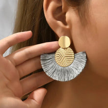 Load image into Gallery viewer, Bohemian Tassel Earrings β White Fringe Dangle Statement Jewelry for Women