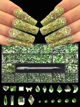 Load image into Gallery viewer, 21 Grid Nail Art Rhinestone Set - Multi-Style Flat Bottom Glass Diamonds