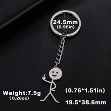 Load image into Gallery viewer, Teamer Funny Middle Finger Stickman Keychain 2025 Cute Trend School Bag Car Key Pendant Couple New Trinket Gift Keyring