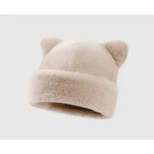 Load image into Gallery viewer, Leopard print plush teddy bear hat for women, sweet and cute, thick and warm, retro and versatile, hooded beanie.