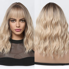 Load image into Gallery viewer, Short Wavy Wine Red Synthetic Wigs for Women Curly Lolita Wigs With Bangs Shoulder Length Wigs Natural Looking Daily Cosplay