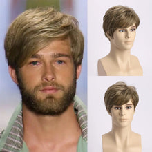 Load image into Gallery viewer, Short Natural Curly Hair For Male Young Men Heat Resistant Fiber Synthetic Wigs