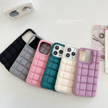Load image into Gallery viewer, Fashion Fur Winter Warm Plush Square Lattice Solid Color Phone Case For iPhone 14 13 12 11 Pro Max Plus Fluffy Back Cover Case Silicon Soft Fluffy Furry Shockproof Protective Phone Case for iPhone