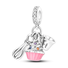 Load image into Gallery viewer, 925 Sterling Silver Pink Butterfly & Luminous Firefly Charm – Dangle Bead for Bracelet or Necklace | Elegant DIY Jewelry Gift for Women