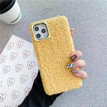 Load image into Gallery viewer, Fashion Teddy Plush Soft Phone Case for iPhone 13 12 11 Pro Max XS Max XR X SE Furry fluffy Warm Cover for iPhone 6 7 8 Plus Furry Plush Design Soft Silicone Bumper Fashion Fluffy Fur Warm Protective Back Cover