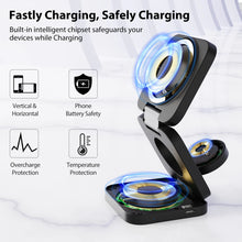 Load image into Gallery viewer, KUXIU 3 in 1 15W Fast Magnetic Wireless Charging Station for iPhone14 13 12 Pro/Max,Apple Watch, AirPods 3/2,Foldable Phone Hold