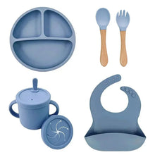 Load image into Gallery viewer, Food Grade Silicone Baby Feeding Dish Set Suction Plate Cup