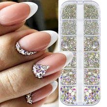 Load image into Gallery viewer, 2400+ Shiny Clear Crystal Nail Rhinestones - Mixed Sizes & Shapes Flatback Gems