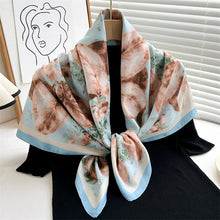 Load image into Gallery viewer, 90x90cm Square Silk-Feel Scarf – Luxury Women’s Shawl & Head Wrap