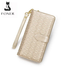Load image into Gallery viewer, FOXER Brand Women's Long Cow Leather Wallets Ladies Clutch Bags Famous Designer Purses Women Purse Fashion Female Cowhide Wallet