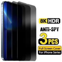 Load image into Gallery viewer, 3PCS Privacy Protective Glass For iPhone 11 12 13 14 Pro Max Anti Spy Tempered Glass on iPhone Xs Max X XR Screen Protector Film Privacy Screen Protector for iPhone