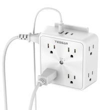 Load image into Gallery viewer, TESSAN Multi Outlet Splitter with 8 AC Outlets & 3 USB (1 USB C) Surge Protector Multi Outlet Extender for Home Office Dorm