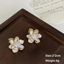 Load image into Gallery viewer, White Flower & Butterfly Dangle Earrings – Acrylic Pearl Heart Jewelry