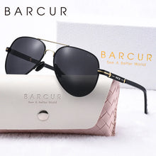 Load image into Gallery viewer, BARCUR Oversize Polarized Sunglasses for Women Trendy Double Beam Design Metal Elliptical Frame with UV400 Protection Fashionable Sun Glasses for Summer Outdoor & Daily Wear