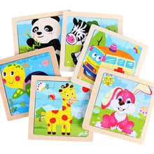 Load image into Gallery viewer, 11cm/4.33in Kids Wooden Jigsaw Puzzle Games Cartoon Animal Vehicle Pattern Children Montessori Educational Toys