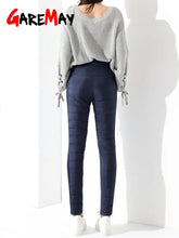 Load image into Gallery viewer, GareMay Winter Pants Women Duck Down Velvet High Waist Skinny Warm Formal Pants Warmed Women's Female Black Work Trousers Women