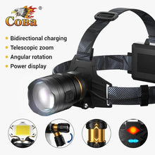 Load image into Gallery viewer, COBA Powerful XHP360 36-core Headlamp Flashlight 18650 Rechargeable ZOOM Head Flashlights High Power Head Lamp Fishing Headlight