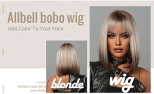Load image into Gallery viewer, Short Straight Synthetic Wigs for Women Blonde to Brown Ombre Bob Wigs with Bangs Daily Cosplay Party Heat Resistant Fake Hair