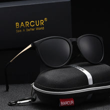 Load image into Gallery viewer, BARCUR Retro Circular Polarized Sunglasses for Women β Fashion Travel UV400 Protection TAC Lens β Durable Comfortable Plastic Titanium Frame Stylish Summer Eyewear β Trendy Mirror Lens Gift Box Included
